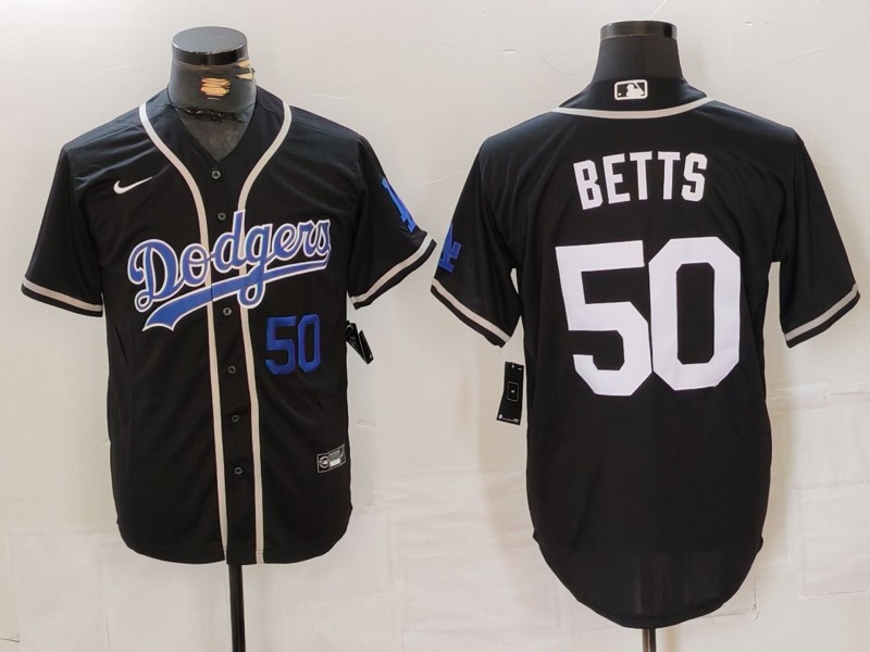 Men Los Angeles Dodgers 50 Betts Black Fashion Nike 2024 MLB Jersey style 7153